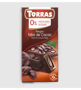 chocolate sugar free dark and cocoa nibs 