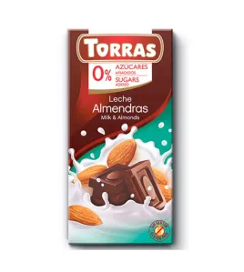 Torras Dark Chocolate With Milk And Almond Sugar Free
