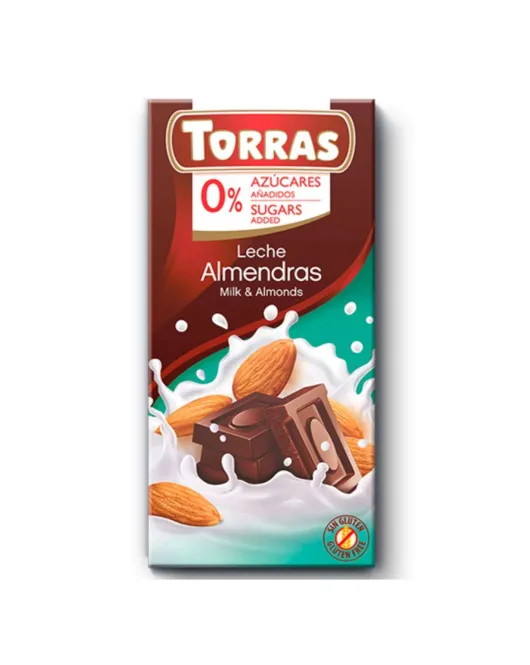 Torras Dark Chocolate With Milk And Almond Sugar Free